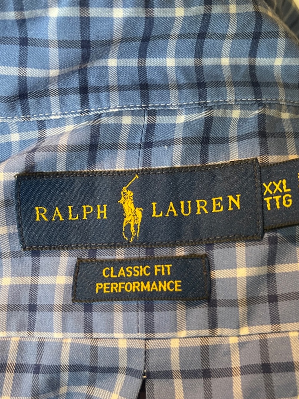 Ralph Lauren Blue and White Plaid Button-Up Shirt Size XXL TTG